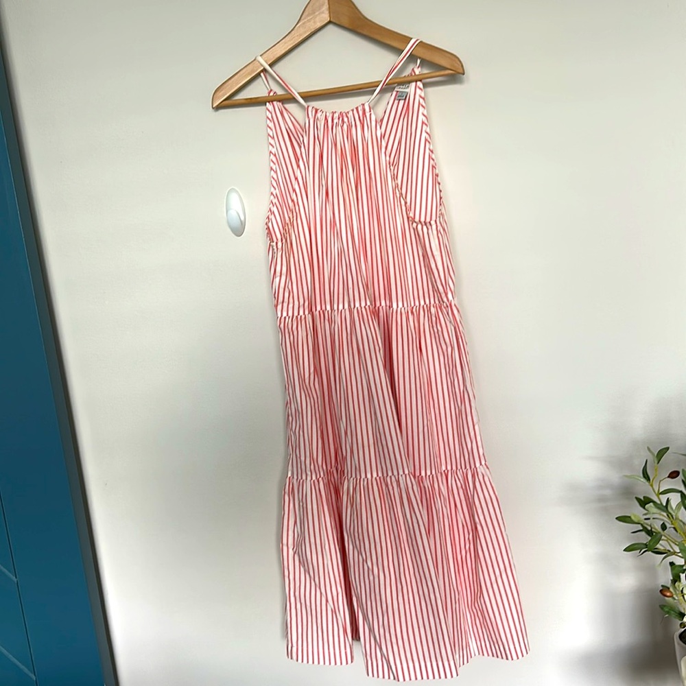 A New Day Red and White Tiered Halter Midi Sundress